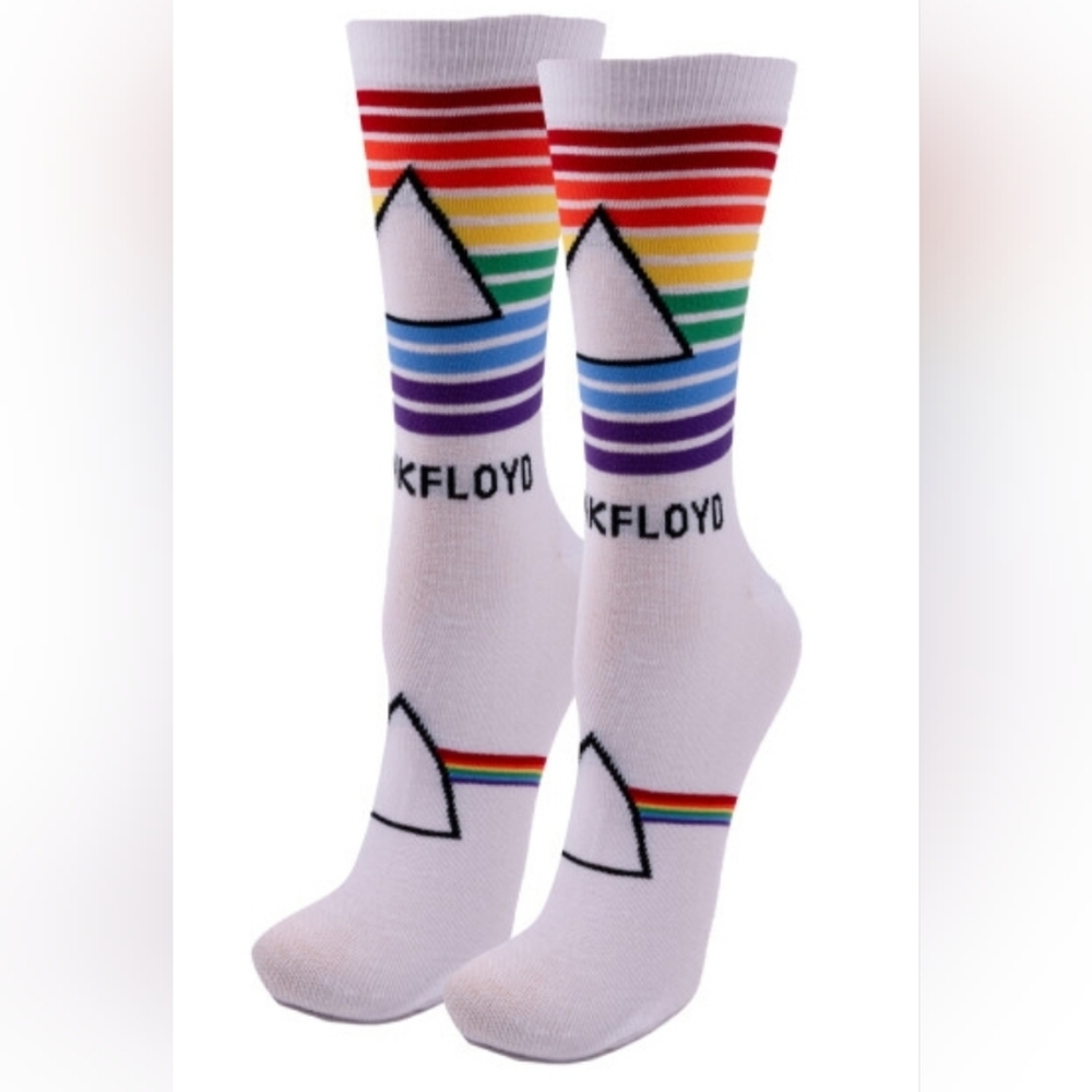 4/$25 Pink Floyd Dark Side of the Moon Unisex Graphic Crew Socks New